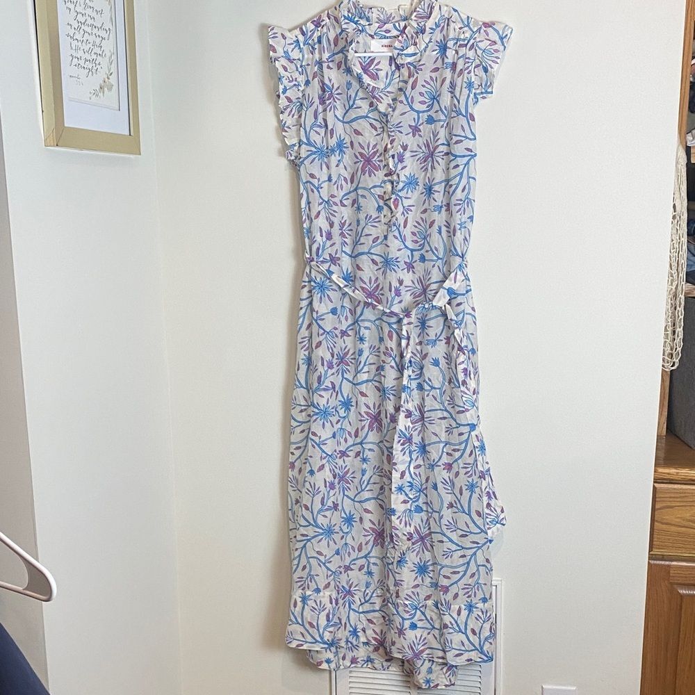 XIRENA April Ruffle Sleeves Dress In Ivory Blue Size M - Picture 3 of 8